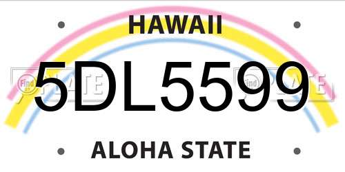 5DL5599 Hawaii License Plate