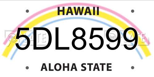 5DL8599 Hawaii License Plate