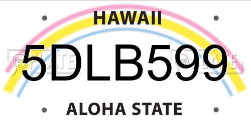 5DLB599 Hawaii License Plate