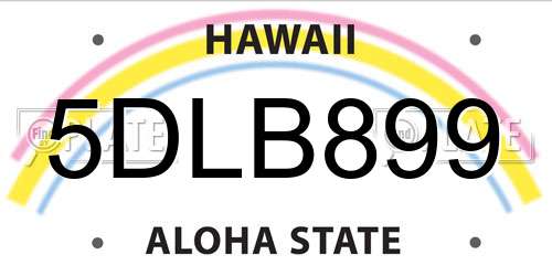 5DLB899 Hawaii License Plate