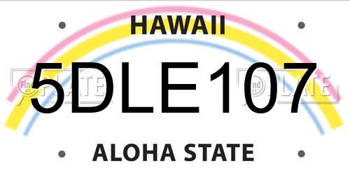 5DLE107 Hawaii License Plate