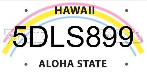 5DLS899 Hawaii License Plate