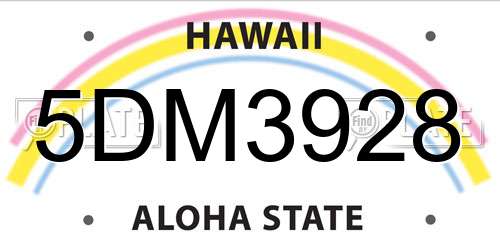 5DM3928 Hawaii License Plate