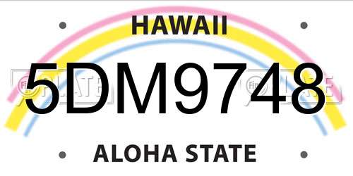 5DM9748 Hawaii License Plate