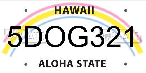 5DOG321 Hawaii License Plate