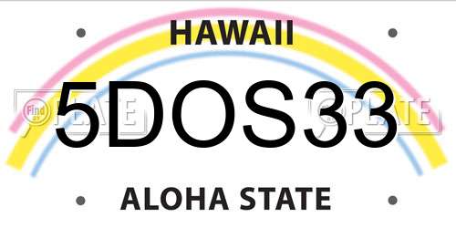5DOS33 Hawaii License Plate