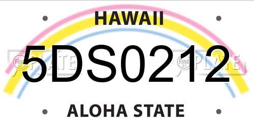 5DS0212 Hawaii License Plate