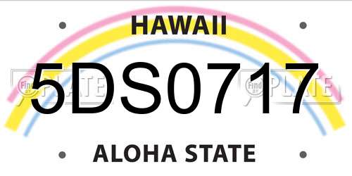 5DS0717 Hawaii License Plate