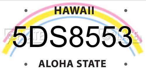 5DS8553 Hawaii License Plate