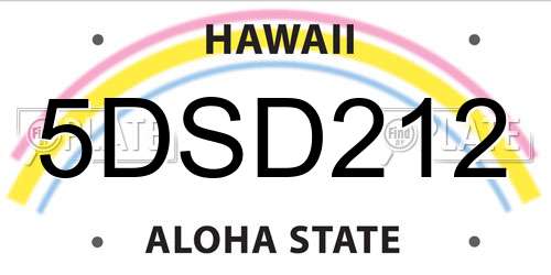 5DSD212 Hawaii License Plate