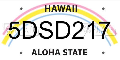 5DSD217 Hawaii License Plate