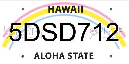 5DSD712 Hawaii License Plate