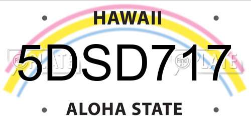 5DSD717 Hawaii License Plate
