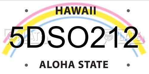 5DSO212 Hawaii License Plate