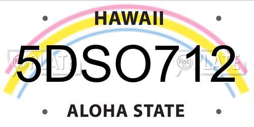 5DSO712 Hawaii License Plate