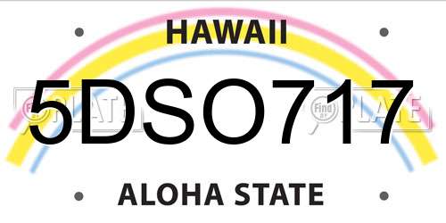5DSO717 Hawaii License Plate