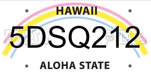 5DSQ212 Hawaii License Plate