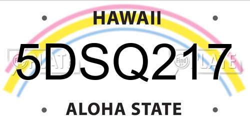 5DSQ217 Hawaii License Plate