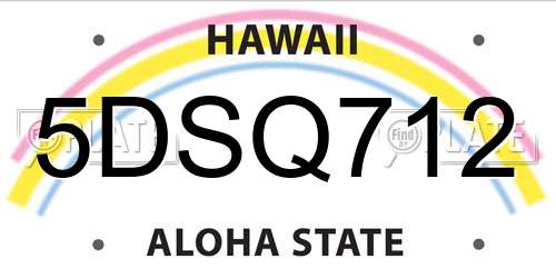 5DSQ712 Hawaii License Plate