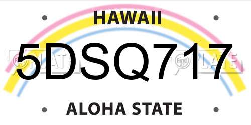 5DSQ717 Hawaii License Plate
