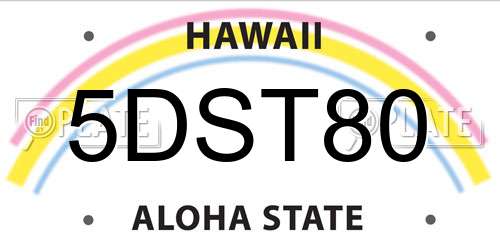 5DST80 Hawaii License Plate