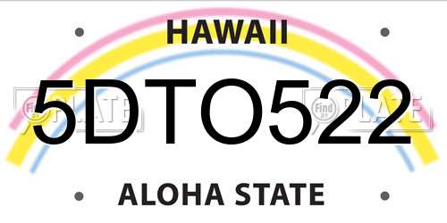 5DTO522 Hawaii License Plate