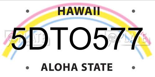 5DTO577 Hawaii License Plate