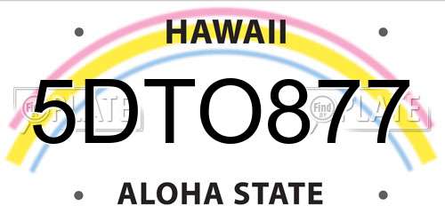 5DTO877 Hawaii License Plate