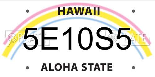 5E10S5 Hawaii License Plate
