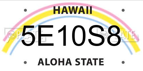 5E10S8 Hawaii License Plate