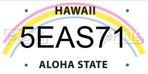 5EAS71 Hawaii License Plate