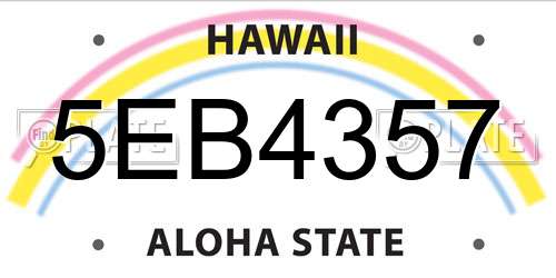 5EB4357 Hawaii License Plate