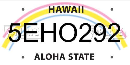 5EHO292 Hawaii License Plate
