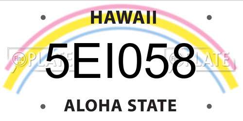 5EI058 Hawaii License Plate