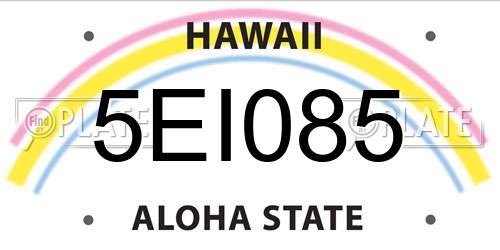 5EI085 Hawaii License Plate