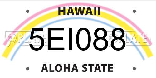 5EI088 Hawaii License Plate