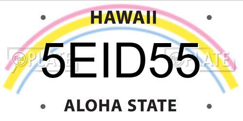 5EID55 Hawaii License Plate