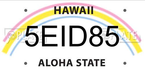 5EID85 Hawaii License Plate