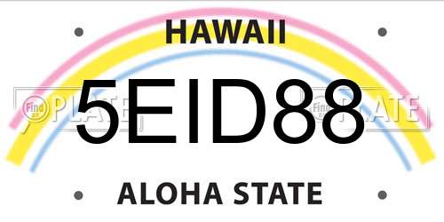 5EID88 Hawaii License Plate