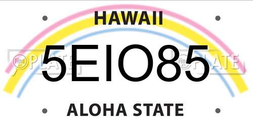 5EIO85 Hawaii License Plate
