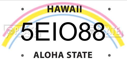 5EIO88 Hawaii License Plate