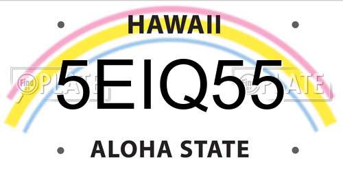 5EIQ55 Hawaii License Plate