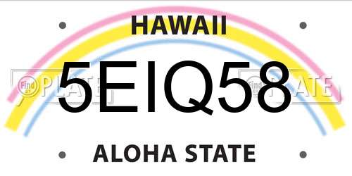 5EIQ58 Hawaii License Plate