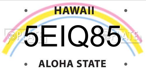 5EIQ85 Hawaii License Plate