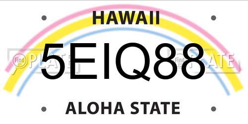 5EIQ88 Hawaii License Plate