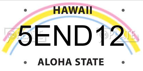 5END12 Hawaii License Plate