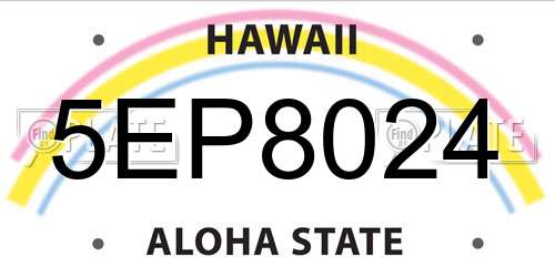 5EP8024 Hawaii License Plate