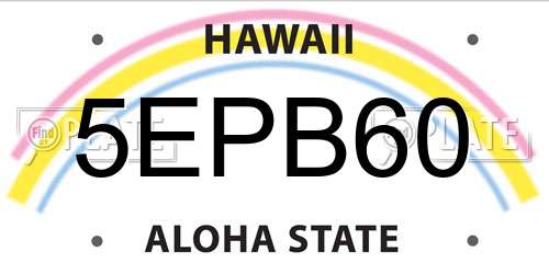 5EPB60 Hawaii License Plate