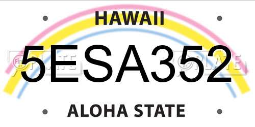 5ESA352 Hawaii License Plate
