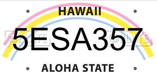 5ESA357 Hawaii License Plate